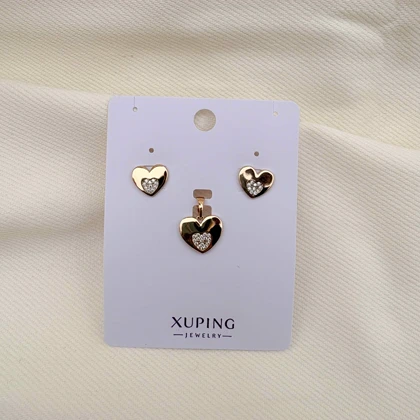 نیم ست قلب تخت نگین‌دار ژوپینگ بدون زنجیر