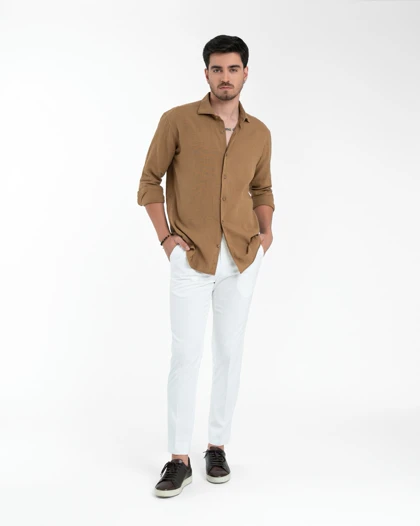 ام کی کالکشن پیراهن آستین بلند mk-4357-coffe