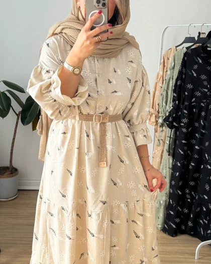 پیراهن مانتویی گلسا همراه کمربند