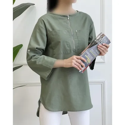 تونیک لینن نیم زیپ