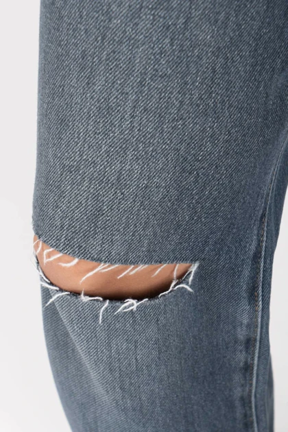 شلوار جین زنانه نیم بگ طوسی آبی تیره دبل زاپ جک پات ریزشی رویال