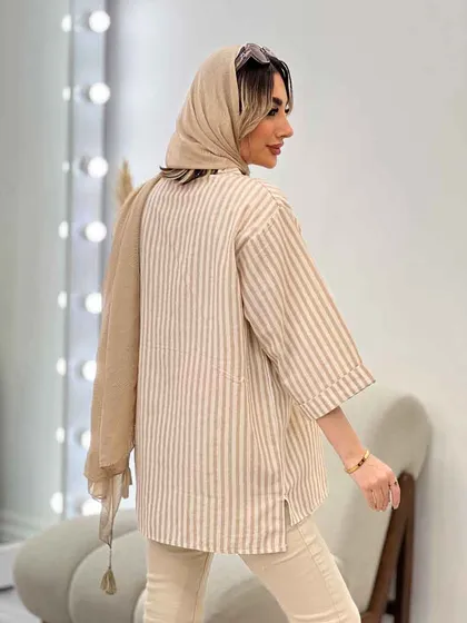 مانتو راه راه لمه دار