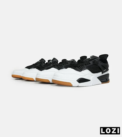 کتانی ساق‌دار زنانه و مردانه مشکی سفید Nike air jordan 4 مدل 6466