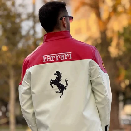 کاپشن چرم موتور سواری فراری 137