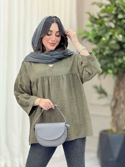 مانتو جلو بسته چین‌دار