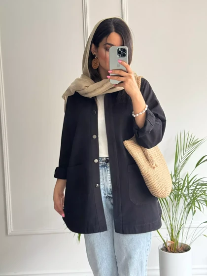 مانتو کتان جیب پایین آرنیکا