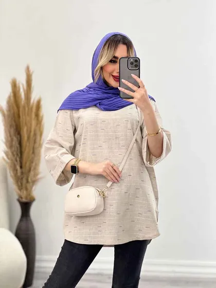 مانتو لینن نچرال یقه چاک