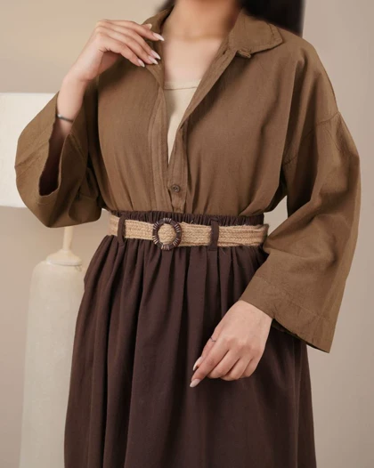 شومیز لینن دارچینی کد 29357