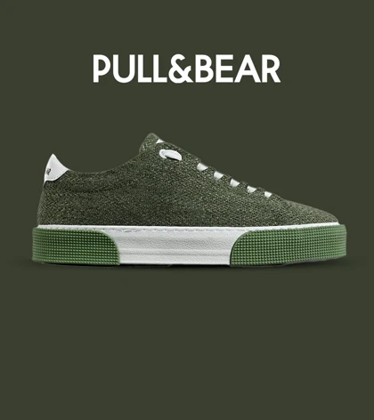 کفش کتانی مردانه سبز سفید PULL & BEAR مدل 7448
