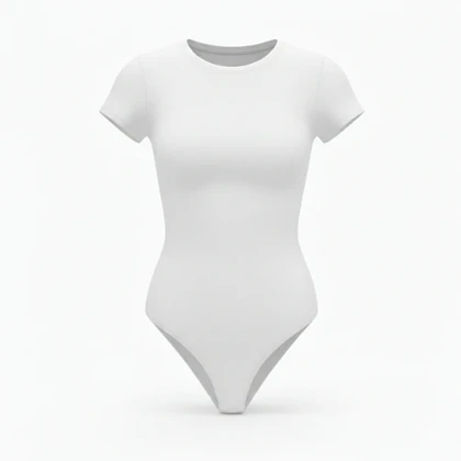 بادی نخی آستین کوتاه یقه گرد سفید مه جامه