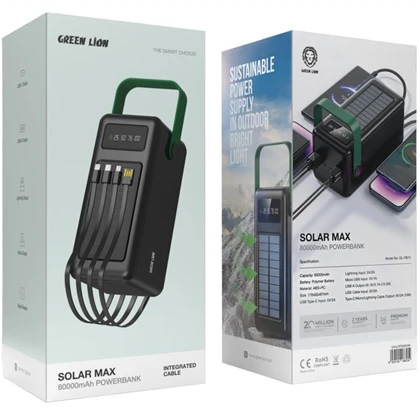 پاور بانک خورشیدی 80000 گرین لاین Green Lion اصل مدل GL-PB74