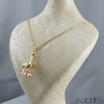 گردنبند زنانه نگین‌دار مدل خرگوش 50052