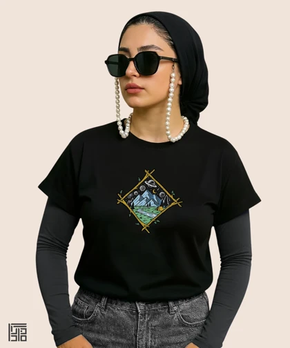 کراپ زنانه طرح کمپ جنگلی