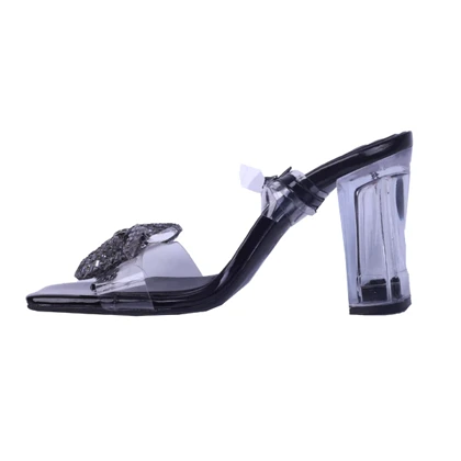 پاشنه‌بلند مدل طلقی پاپیونی مشکی کد 1675