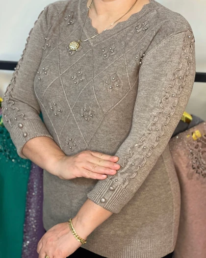 بلوز بافت گپ زنانه ترک مرواریدی