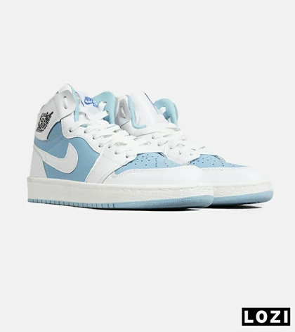 کفش کتانی ساق‌دار مردانه و زنانه سفید آبی NIKE jordan 1 مدل 7692