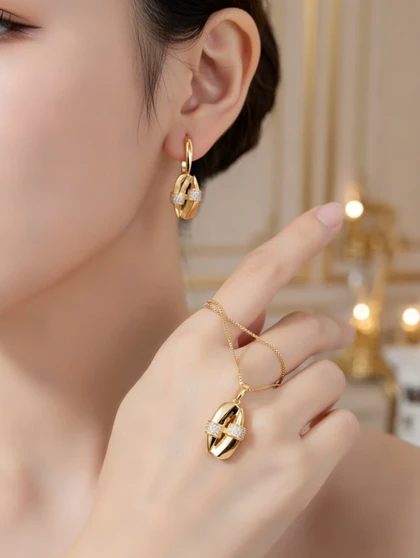 نیم ست ژوپینگ همراه زنجیر طلایگان کد 47m438 - موژان حیدری