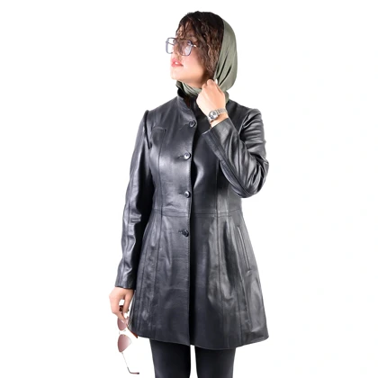 کاپشن چرم زنانه مشکی سمیرا