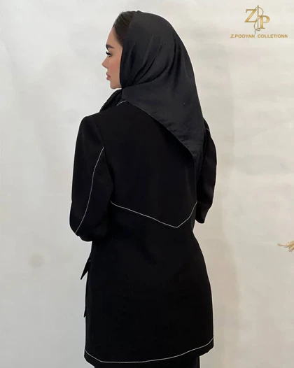 کت تک زنانه کرپ مجلسی کوک دوزی مشکی ویتوریا