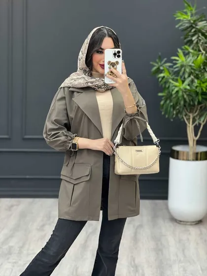 بارانی سرجیب دوبل آستین بنددار