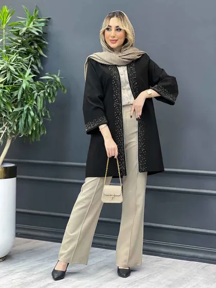 مانتو جلو باز نگین‌دار