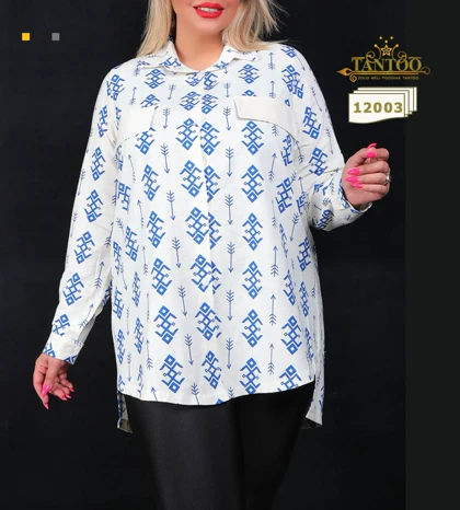 شومیز مانتویی زنانه سایز بزرگ کد 12003