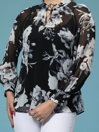 بلوز زنانه حریر آستین رگلان کلاسیک کاریان