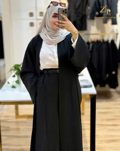 مانتو عبایی و شلوار کرپ کهزاد
