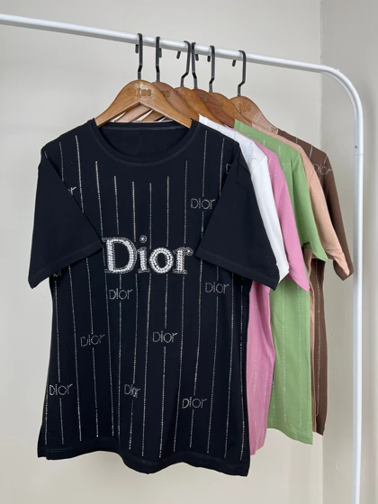 تیشرت پنبه نگین‌دار DIOR