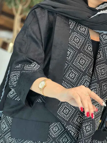 مانتو پانچ ژاکارد سوزن دوزی