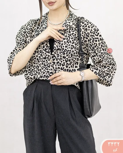 شومیز تک جیب پلنگی 3432