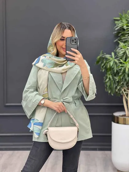 مانتو لینن دو جیب آستین پاگن