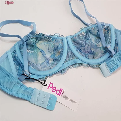 ست شورت و سوتین زنانه فنردار آبی روشن پدلی کد 5115-P202