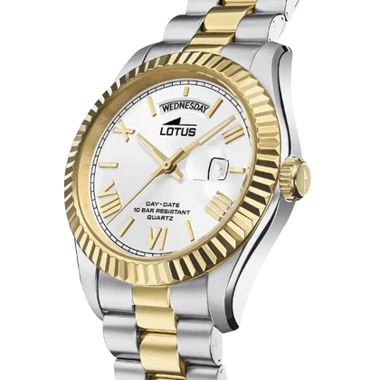 ساعت مچی مردانه لوتوس مدل L18855/1 کلاسیک دو رنگ با نمایشگر کامل تقویم (Day-Date)