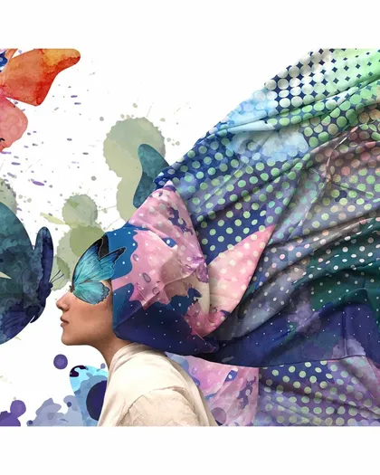 روسری مجلسی زنانه طرح پروانه