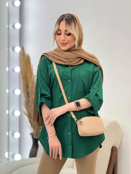شومیز کراش آستین بند دار