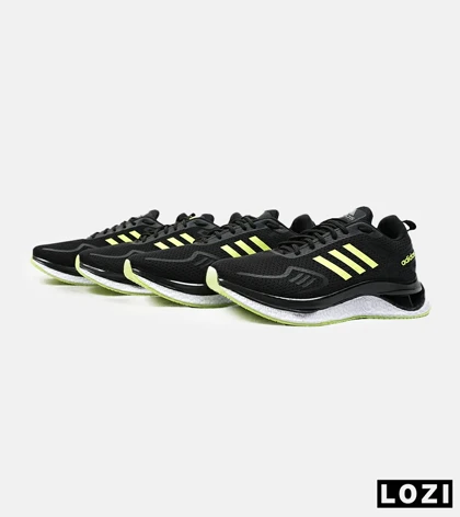 کفش کتانی مردانه مشکی لیمویی Adidas running shoes
