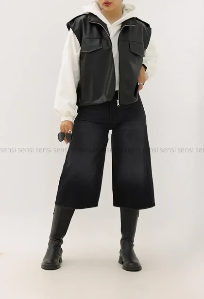 شلوارک جین واید فول بگ کد1004238