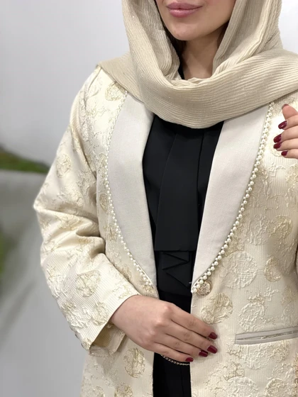 مانتو کتی ژاکارد مروارید دوزی ویونا