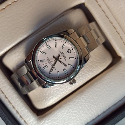 ساعت مچی رولکس زنانه مدل پرپچوال موتور ژاپن فول استیل ضد حساسیت با گارانتی + جعبه چوبی و باطری اضافه
