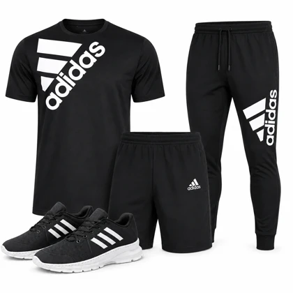 پکیج ست سه تیکه Adidas مردانه مدل Tenesi + کفش ورزشی مردانه مدل Alshen