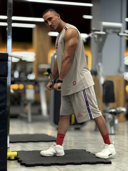 ست رکابی و شلوارک کاپا kappa بسکتبالی بدنسازی طوسی روشن