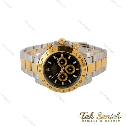 ساعت رولکس دیتونا دورنگ طلایی صفحه مشکی مردانه Rolex-5236-G