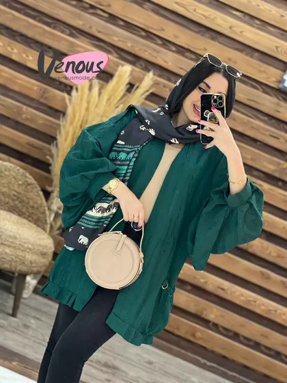 مانتو کتیبه آستین پفی