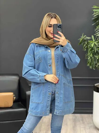 مانتو جین جیب کج
