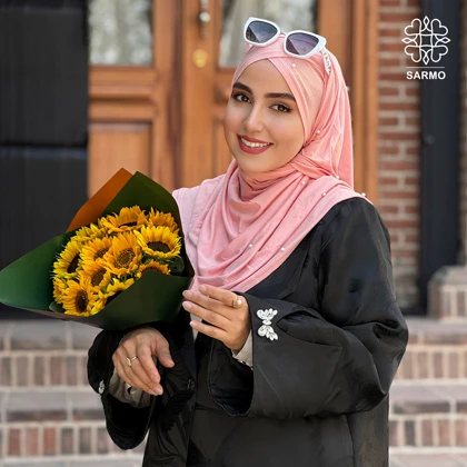 شال کویتی کشی با مروارید سفید