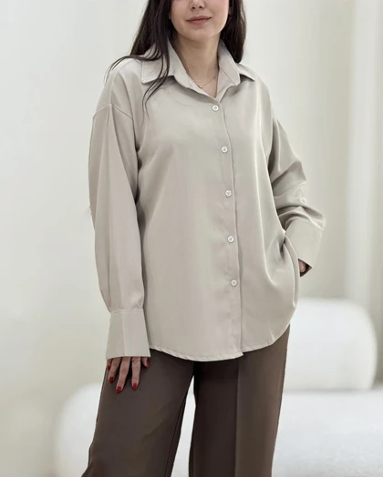 شومیز کرپ میله ای ساده سایه