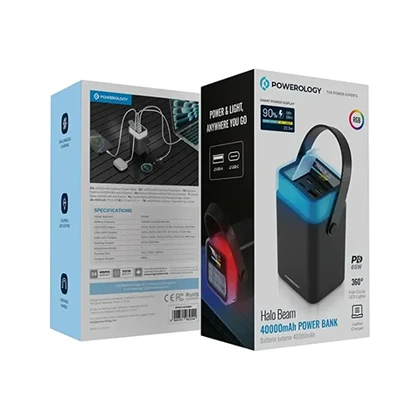 پاوربانک 40000 میلی آمپر پاورولوژی مدل POWEROLOGY HALO BEAM PPBCHA92