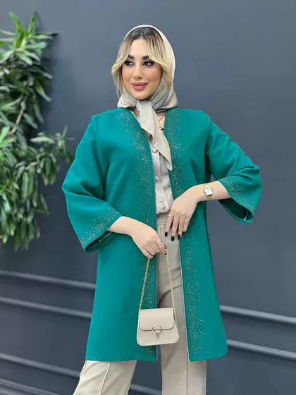 مانتو جلو باز نگین‌دار
