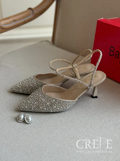 کفش بند تنظیم دار نگینی پاشنه 8 سانت